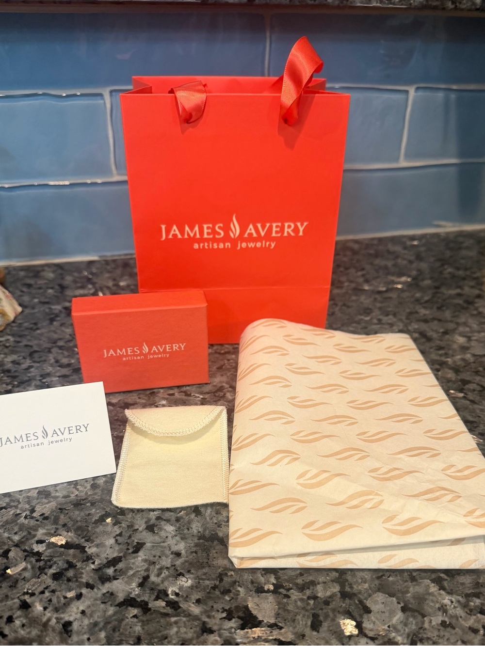 James Avery Orange-Red Gift Bag and Jewelry Box Set